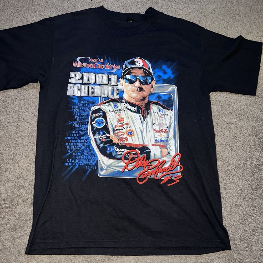 Dale Earnhardt 2001 Nascar Winston Cup Series Schedule T-Shirt Vintage Men XL